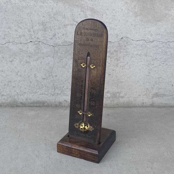 画像1: VINTAGE ANTIQUE  THERMOMETER ヴィンテージ アンティーク 温度計 サーモメーター / コレクタブル オブジェ ディスプレイ 雑貨 ウッド 木製 アメリカ (5) (1)