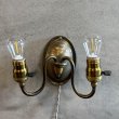画像1: VINTAGE ANTIQUE LAMP LIGHT WALL LAMP ヴィンテージ アンティーク ライト ウォールランプ 壁付け照明 ブラケットランプ 2灯 / ランプ ブラス 真鍮 E26 店舗什器 アメリカ USA (3) (1)