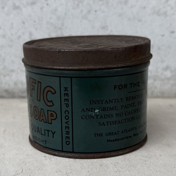 画像4: VINTAGE ANTIQUE PACIFIC HAND SOAP TIN CAN ヴィンテージ アンティーク ティン 缶 / アドバタイジング ボックス 箱 小物入れ 筒型 収納 雑貨 企業物 アメリカ (4)