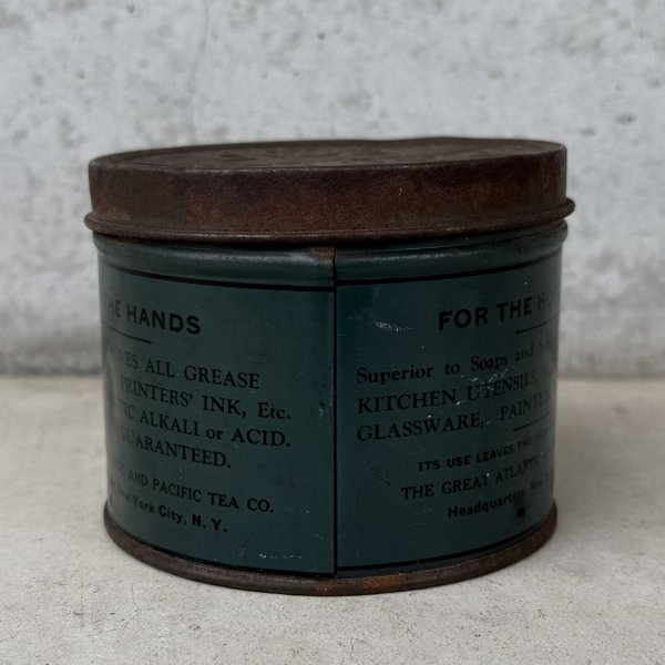 画像2: VINTAGE ANTIQUE PACIFIC HAND SOAP TIN CAN ヴィンテージ アンティーク ティン 缶 / アドバタイジング ボックス 箱 小物入れ 筒型 収納 雑貨 企業物 アメリカ (2)