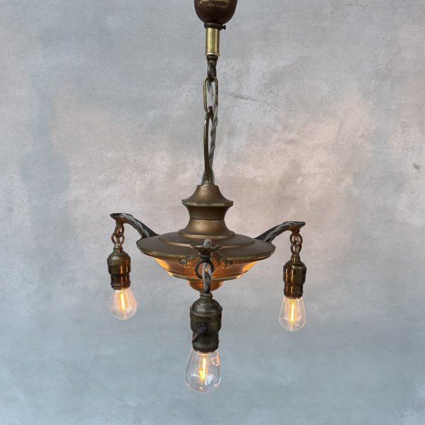 画像9: VINTAGE ANTIQUE LIGHT ヴィンテージ アンティーク シャンデリア 吊り下げライト  シーリングランプ 天井照明 / 3灯 ライト ペンダントライト E26 店舗什器 アメリカ USA (4) (9)