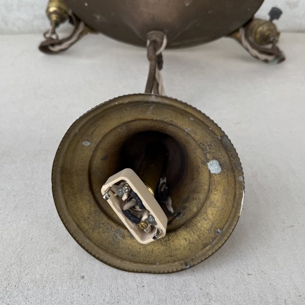 画像8: VINTAGE ANTIQUE LIGHT  ヴィンテージ アンティーク シャンデリア 吊り下げライト シーリングランプ 天井照明 / 3灯 ライト ペンダントライト 真鍮 E26 店舗什器 アメリカ USA (1) (8)