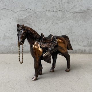 馬の置き物　革製　ビィンテージ　美品　レア 本革製オーナメント 馬 金茶-ユニークな革製品 VANCAショップ