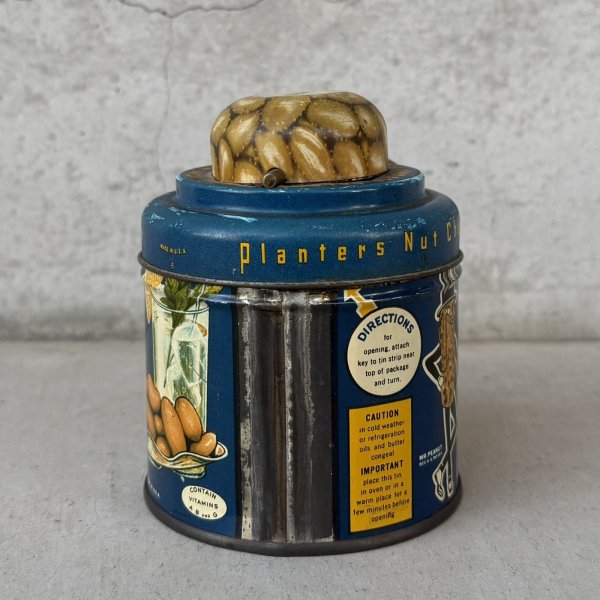 画像4: VINTAGE ANTIQUE PLANTERS MR PEANUT TIN CAN ヴィンテージ アンティーク ミスターピーナッツ ティン 缶 / コレクタブル アドバタイジング ボックス 箱 小物入れ 筒型  ナッツチョッパー 雑貨 企業物 アメリカ (4)