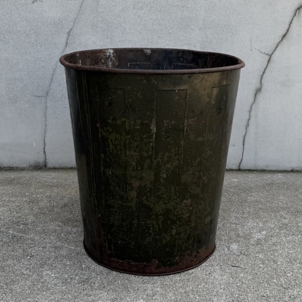 画像3: VINTAGE ANTIQUE TRASH CAN BUCKET ヴィンテージ アンティーク ゴミ箱 ダストボックス バケツ / 缶 インダストリアル 収納 カーキ 店舗什器 アメリカ (2) (3)