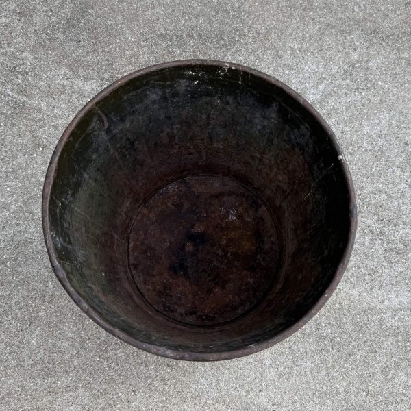 画像5: VINTAGE ANTIQUE TRASH CAN BUCKET ヴィンテージ アンティーク ゴミ箱 ダストボックス バケツ / 缶 インダストリアル 収納 カーキ 店舗什器 アメリカ (1) (5)