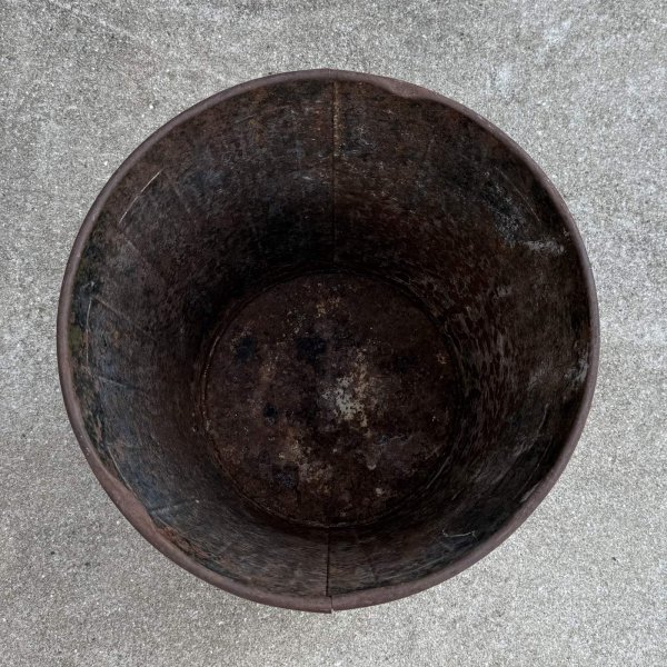 画像5: VINTAGE ANTIQUE TRASH CAN BUCKET ヴィンテージ アンティーク ゴミ箱 ダストボックス バケツ / 缶 インダストリアル 収納 カーキ 店舗什器 アメリカ (2) (5)