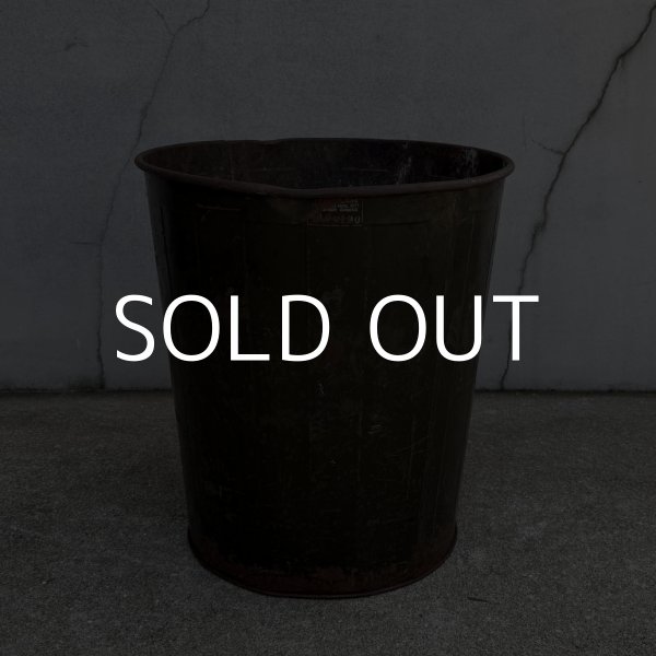 画像1: VINTAGE ANTIQUE TRASH CAN BUCKET ヴィンテージ アンティーク ゴミ箱 ダストボックス バケツ / 缶 インダストリアル 収納 カーキ 店舗什器 アメリカ (2) (1)