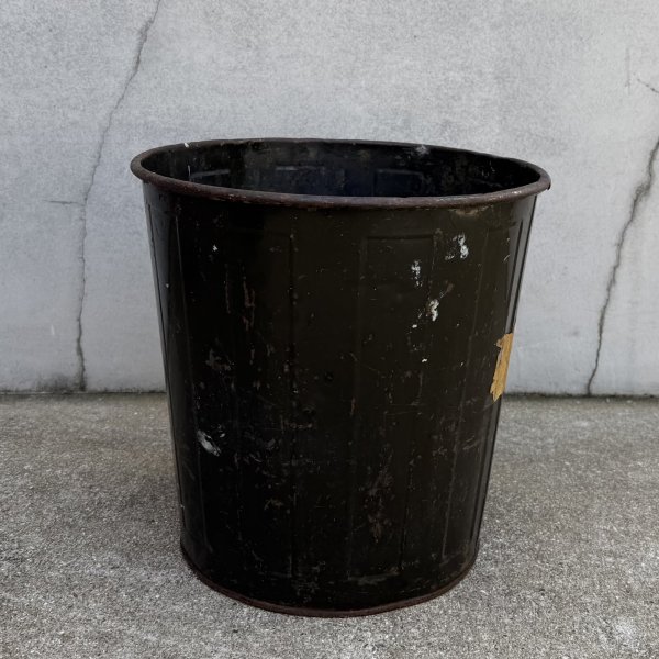 画像3: VINTAGE ANTIQUE TRASH CAN BUCKET ヴィンテージ アンティーク ゴミ箱 ダストボックス バケツ / 缶 インダストリアル 収納 カーキ 店舗什器 アメリカ (1) (3)