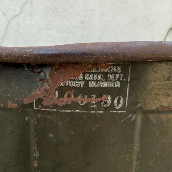 画像8: VINTAGE ANTIQUE TRASH CAN BUCKET ヴィンテージ アンティーク ゴミ箱 ダストボックス バケツ / 缶 インダストリアル 収納 カーキ 店舗什器 アメリカ (2) (8)