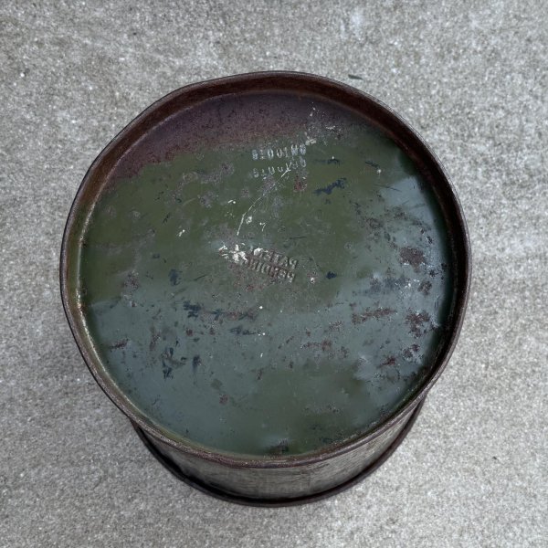 画像6: VINTAGE ANTIQUE TRASH CAN BUCKET ヴィンテージ アンティーク ゴミ箱 ダストボックス バケツ / 缶 インダストリアル 収納 カーキ 店舗什器 アメリカ (2) (6)