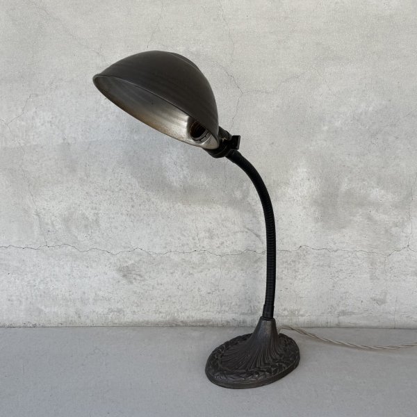 画像1: VINTAGE ANTIQUE DESKLAMP GE ヴィンテージ アンティーク デスクランプ スタンドライト 卓上ライト テーブルランプ 照明 / グースネック アイアン E26 店舗什器 アメリカ (2) (1)