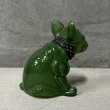 画像4: VINTAGE ANTIQUE  BULLDOG ヴィンテージ アンティーク フレンチブルドッグ オブジェ / コレクタブル ディスプレイ インテリア ガラス グリーン 置物 犬 動物 緑 アメリカ (2) (4)