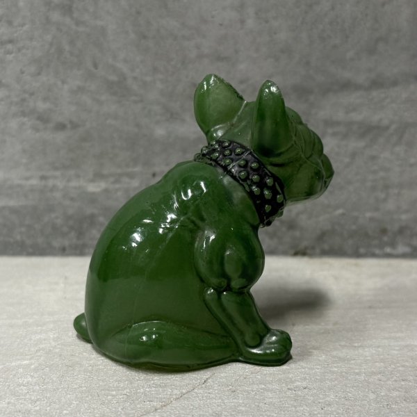 画像4: VINTAGE ANTIQUE  BULLDOG ヴィンテージ アンティーク フレンチブルドッグ オブジェ / コレクタブル ディスプレイ インテリア ガラス グリーン 置物 犬 動物 緑 アメリカ (2) (4)