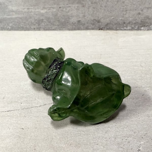 画像7: VINTAGE ANTIQUE  BULLDOG ヴィンテージ アンティーク フレンチブルドッグ オブジェ / コレクタブル ディスプレイ インテリア ガラス グリーン 置物 犬 動物 緑 アメリカ (2) (7)