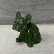 画像1: VINTAGE ANTIQUE  BULLDOG ヴィンテージ アンティーク フレンチブルドッグ オブジェ / コレクタブル ディスプレイ インテリア ガラス グリーン 置物 犬 動物 緑 アメリカ (2) (1)