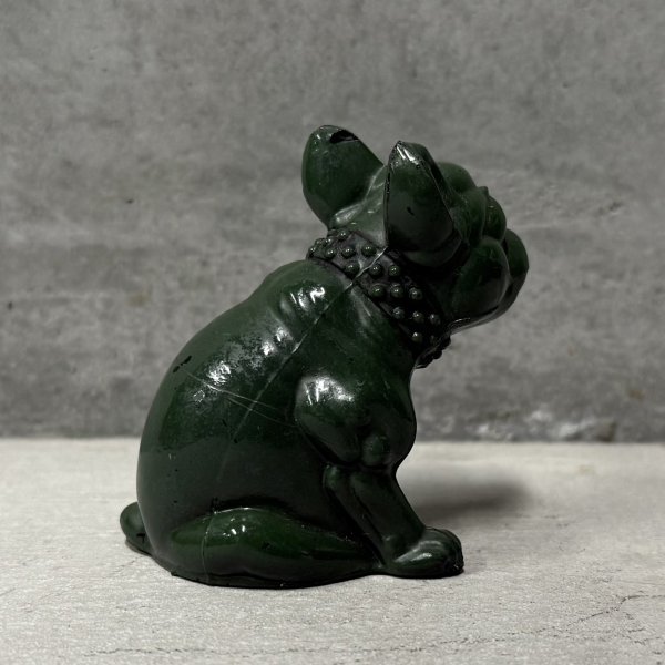 画像4: VINTAGE ANTIQUE  BULLDOG ヴィンテージ アンティーク フレンチブルドッグ オブジェ / コレクタブル ディスプレイ インテリア ガラス グリーン 置物 犬 動物 緑 アメリカ (1) (4)
