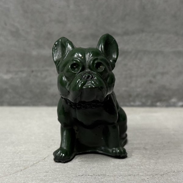 画像2: VINTAGE ANTIQUE  BULLDOG ヴィンテージ アンティーク フレンチブルドッグ オブジェ / コレクタブル ディスプレイ インテリア ガラス グリーン 置物 犬 動物 緑 アメリカ (1) (2)