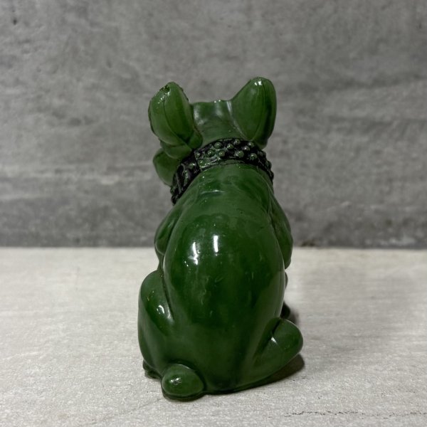 画像3: VINTAGE ANTIQUE  BULLDOG ヴィンテージ アンティーク フレンチブルドッグ オブジェ / コレクタブル ディスプレイ インテリア ガラス グリーン 置物 犬 動物 緑 アメリカ (2) (3)