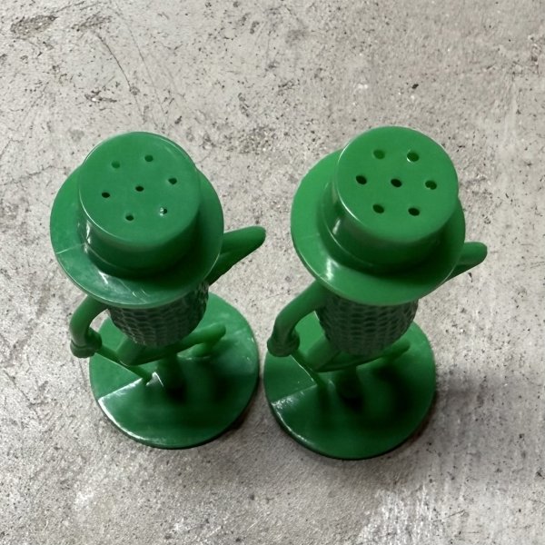 画像5: VINTAGE ANTIQUE PLANTERS MR PEANUT ヴィンテージ アンティーク ミスターピーナッツ ソルト＆ペッパー 塩胡椒入れ / コレクタブル キャラクター オブジェ ディスプレイ 緑色 雑貨 企業物 アメリカ (5)