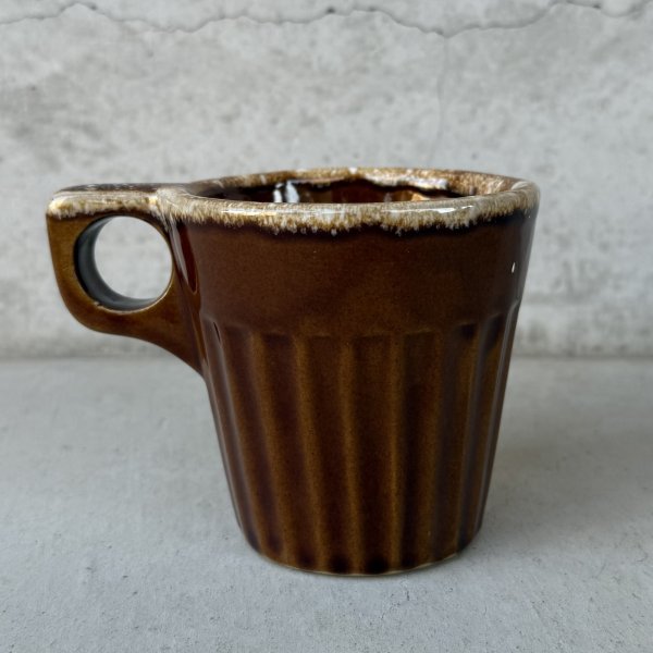 画像2: VINTAGE ANTIQUE POTTERY MUGCUP ヴィンテージ アンティーク マグカップ コップ 食器 陶器 / コーヒーカップ  ブラウン 茶色 楓 カフェ 喫茶店 店舗什器 アメリカ (8) (2)