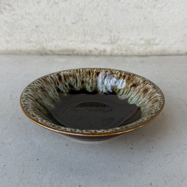 画像1: VINTAGE ANTIQUE POTTERY BOWL ヴィンテージ アンティーク ボウル 皿 食器 陶器 / ブラウン 茶色 カフェ 喫茶店 店舗什器 アメリカ (2) (1)