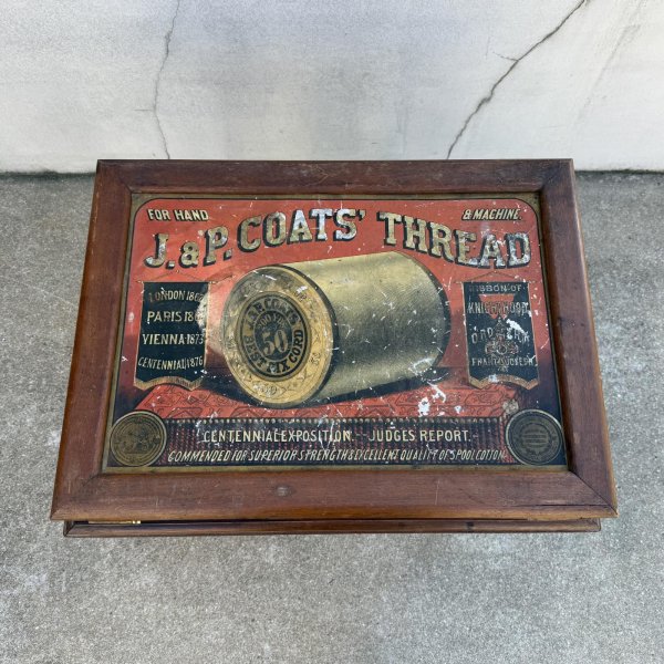 画像7: VINTAGE ANTIQUE SIDE TABLE J.&P.COATS' THREAD ヴィンテージ アンティーク サイドテーブル / コレクタブル ディスプレイ アドバタイジング 陳列棚 飾り棚 木製 家具 店舗什器  企業物 (7)