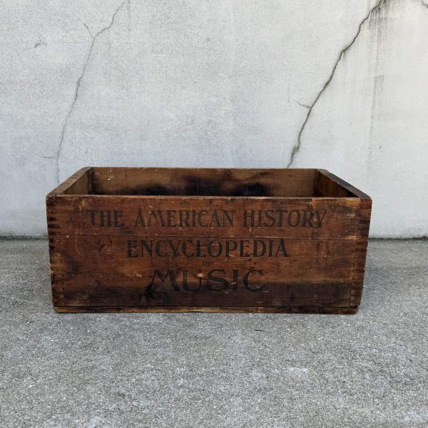 画像1: VINTAGE ANTIQUE WOOD CRATE WOODEN BOX THE AMERICAN HISTORY AND ENCYCLOPEDIA OF MUSIC ヴィンテージ アンティーク ウッドボックス 木箱 / コレクタブル 収納 ケース 店舗什器 アメリカ USA  (1)