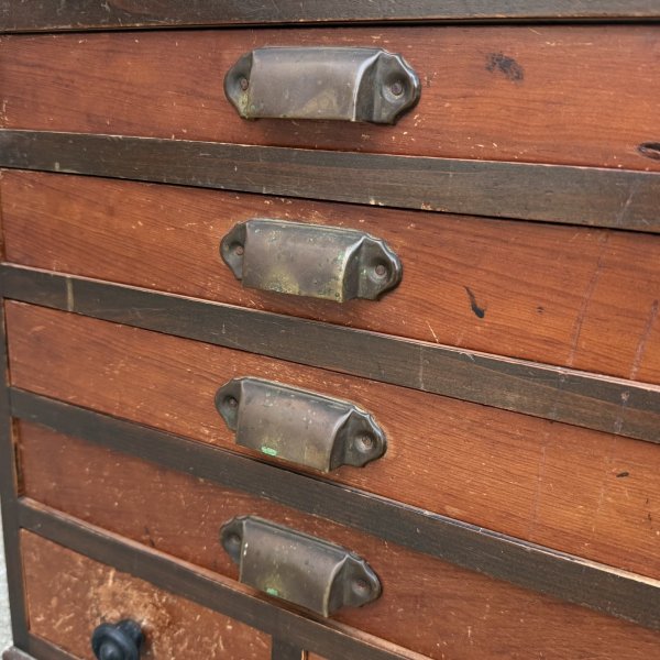 画像8: アンティーク 昭和レトロ 古道具 引き出し 小箪笥 / 木製 収納 棚 家具 和箪笥 小物入れ 古民家 蔵 うぶだし (8)