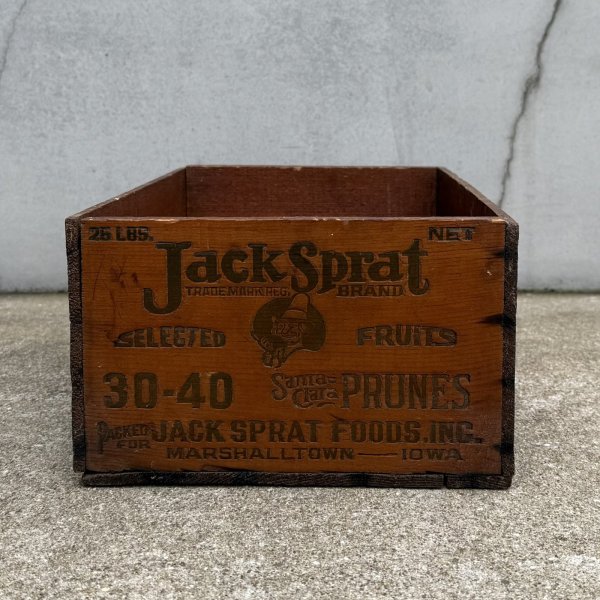 画像2: VINTAGE ANTIQUE WOOD CRATE WOODEN BOX JACK SPRAT ヴィンテージ アンティーク ウッドボックス 木箱 / コレクタブル 収納 ケース アドバタイジング 店舗什器 アメリカ  (2)