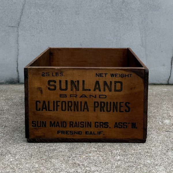 画像3: VINTAGE ANTIQUE WOOD CRATE WOODEN BOX SUNLAND ヴィンテージ アンティーク ウッドボックス 木箱 / コレクタブル 収納 ケース アドバタイジング 店舗什器 アメリカ  (3)