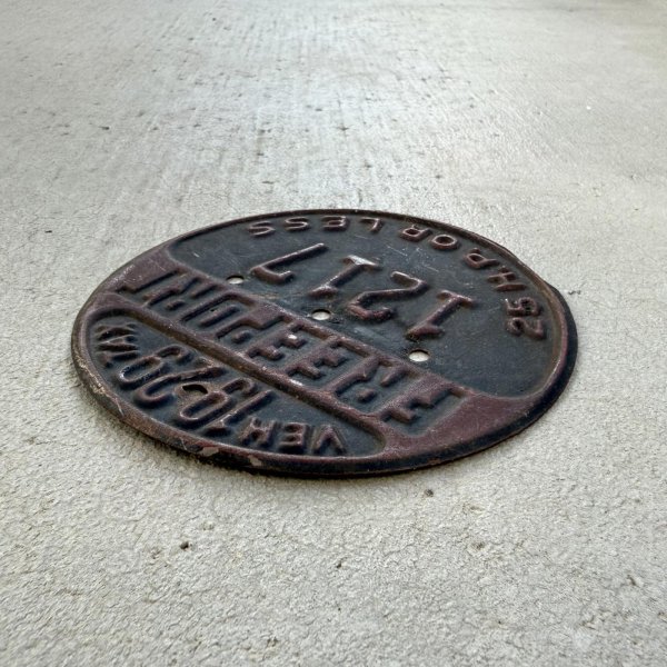 画像3: VINTAGE ANTIQUE FREEPORT PLATE ヴィンテージ アンティーク 車両登録税 プレート ナンバープレート ライセンスプレート / インダストリアル モーター系 ガレージ ディスプレイ 車 1929年 1217 アメリカ (3)