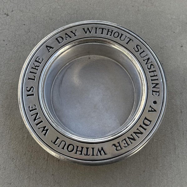 画像2: VINTAGE ANTIQUE AMERICAN INSPIRATIONSE WINE BOTTLE COASTER ヴィンテージ アンティーク トレー プレート ワインボトルコースター / インテリア ピューター 小物入れ 雑貨 店舗什器 アメリカ (2)