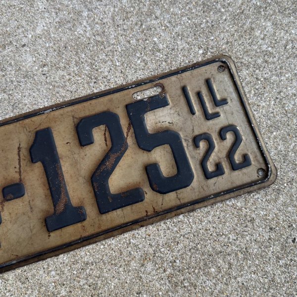 画像5: VINTAGE ANTIQUE LICENSE PLATE ヴィンテージ アンティーク ナンバープレート ライセンスプレート / インダストリアル モーター系 ガレージ ディスプレイ 車 店舗 1922年 イリノイ アメリカ (5)