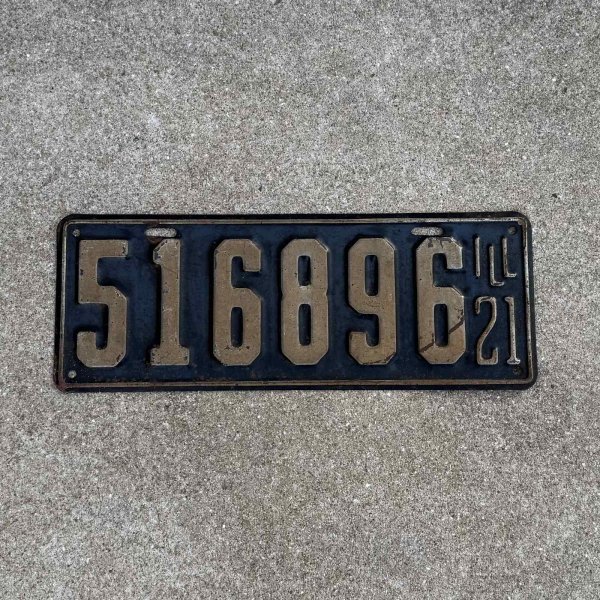 画像1: VINTAGE ANTIQUE LICENSE PLATE ヴィンテージ アンティーク ナンバープレート ライセンスプレート / インダストリアル モーター系 ガレージ ディスプレイ 車 1921年 イリノイ アメリカ (1)