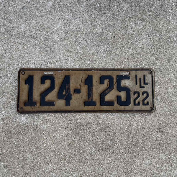 画像1: VINTAGE ANTIQUE LICENSE PLATE ヴィンテージ アンティーク ナンバープレート ライセンスプレート / インダストリアル モーター系 ガレージ ディスプレイ 車 店舗 1922年 イリノイ アメリカ (1)