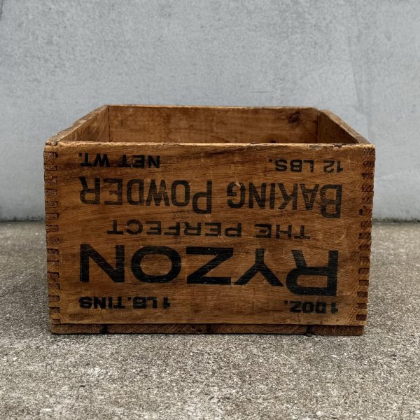 画像4: VINTAGE ANTIQUE WOOD CRATE WOODEN BOX RYZON BAKING POWDER ヴィンテージ アンティーク ウッドボックス 木箱 / コレクタブル 収納 ケース アドバタイジング 企業物 店舗什器 アメリカ  (4)