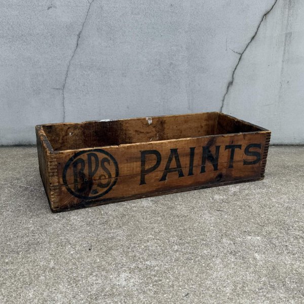 画像1: VINTAGE ANTIQUE WOOD CRATE WOODEN BOX BPS PAINTS ヴィンテージ アンティーク ウッドボックス 木箱 / コレクタブル 収納 ケース アドバタイジング 企業物 店舗什器 アメリカ  (1)