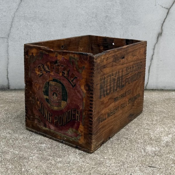 画像1: VINTAGE ANTIQUE WOOD CRATE WOODEN BOX ROYAL BAKING POWDER CO ヴィンテージ アンティーク ウッドボックス 木箱 / コレクタブル 収納 ケース アドバタイジング 企業物 店舗什器 アメリカ  (1)