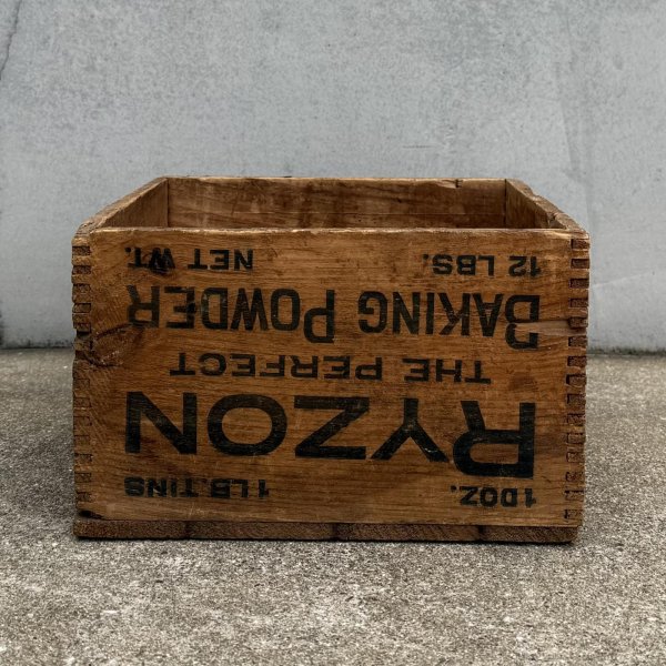 画像2: VINTAGE ANTIQUE WOOD CRATE WOODEN BOX RYZON BAKING POWDER ヴィンテージ アンティーク ウッドボックス 木箱 / コレクタブル 収納 ケース アドバタイジング 企業物 店舗什器 アメリカ  (2)