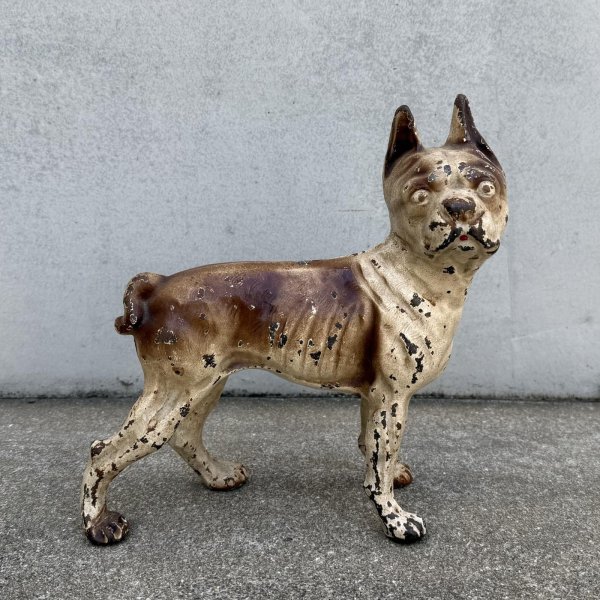 画像1: VINTAGE ANTIQUE BOSTON TERRIER DOOR STOPPER DOG ヴィンテージ アンティーク ボストンテリア ドアストッパー / コレクタブル オブジェ キャストアイアン 鋳物 置物 犬 店舗什器 アメリカ (5) (1)