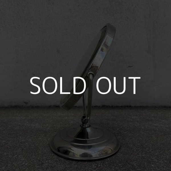 画像4: VINTAGE ANTIQUE STAND MIRROR NICKEL ヴィンテージ アンティーク スタンドミラー 鏡 / 卓上ミラー シェービングミラー ニッケル ラウンド インテリア  化粧 店舗什器 アメリカ USA (6) (4)