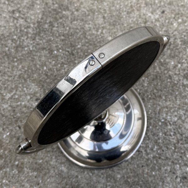 画像5: VINTAGE ANTIQUE STAND MIRROR NICKEL ヴィンテージ アンティーク スタンドミラー 鏡 / 卓上ミラー シェービングミラー ニッケル ラウンド インテリア  化粧 店舗什器 アメリカ USA (6) (5)