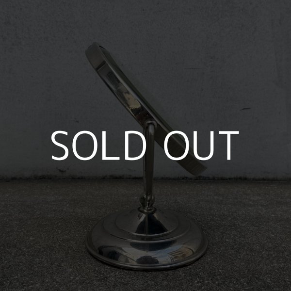 画像3: VINTAGE ANTIQUE STAND MIRROR NICKEL ヴィンテージ アンティーク スタンドミラー 鏡 / 卓上ミラー シェービングミラー ニッケル ラウンド インテリア  化粧 店舗什器 アメリカ USA (6) (3)