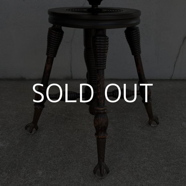 画像6: VINTAGE ANTIQUE PIANO CHAIR STOOL  ヴィンテージ アンティーク ピアノチェア スツール 椅子 / 回転いす ウッド 木製 家具 店舗什器 アメリカ (3) (6)