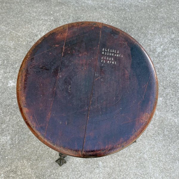 画像3: VINTAGE ANTIQUE PIANO CHAIR STOOL  ヴィンテージ アンティーク ピアノチェア スツール 椅子 / 回転いす ウッド 木製 家具 店舗什器 アメリカ (3) (3)