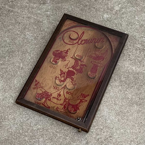 画像1: VINTAGE ANTIQUE PINBALL GAME CLOWNIN ヴィンテージ アンティーク ピンボールゲーム / コレクタブル 卓上ゲーム ボードゲーム インテリア ウッド 木製 娯楽 アメリカ (2) (1)