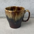 画像1: VINTAGE ANTIQUE POTTERY MUGCUP ヴィンテージ アンティーク マグカップ ブラウンドリップグレーズ コップ 食器 陶器 / コーヒーカップ ブラウン 茶色 カフェ 喫茶店 店舗什器 アメリカ c (1)