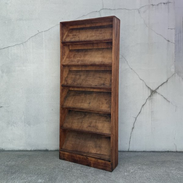 画像1: VINTAGE ANTIQUE ヴィンテージ アンティーク 昭和レトロ 古道具 カード立て ショップカードスタンド 棚 / 陳列棚 飾り棚 木製 収納 家具 古民家 蔵 うぶだし 日本 (1)