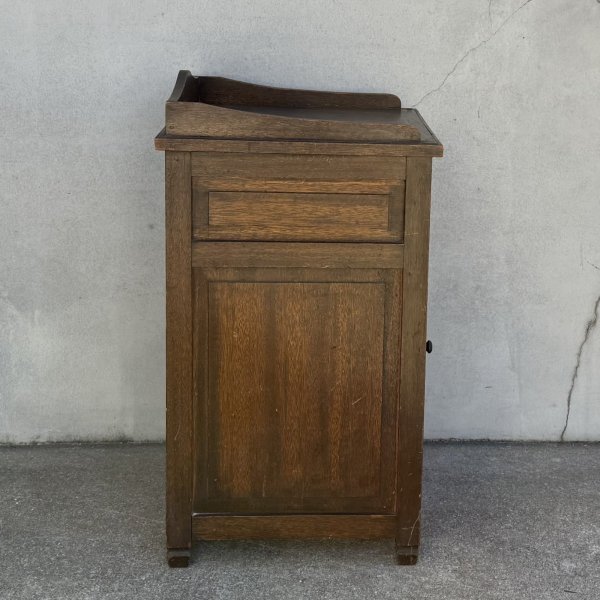 画像3: アンティーク 昭和レトロ 古道具 棚 花台 ベッドサイドテーブル キャビネット / 木製 収納棚 電話台 家具 小物入れ 古民家 蔵 うぶだし (3)